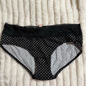 Victoria's Secret Black and White Polka Dot Lace Trim Panties